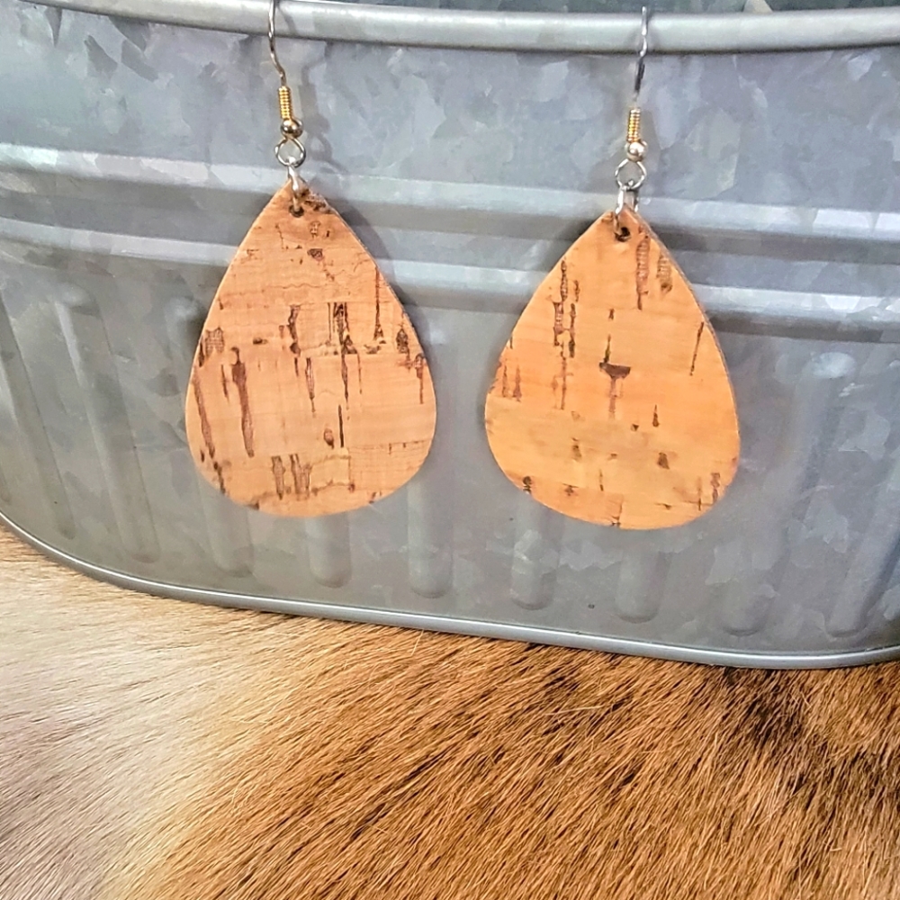 Faux leather teardrop earrings